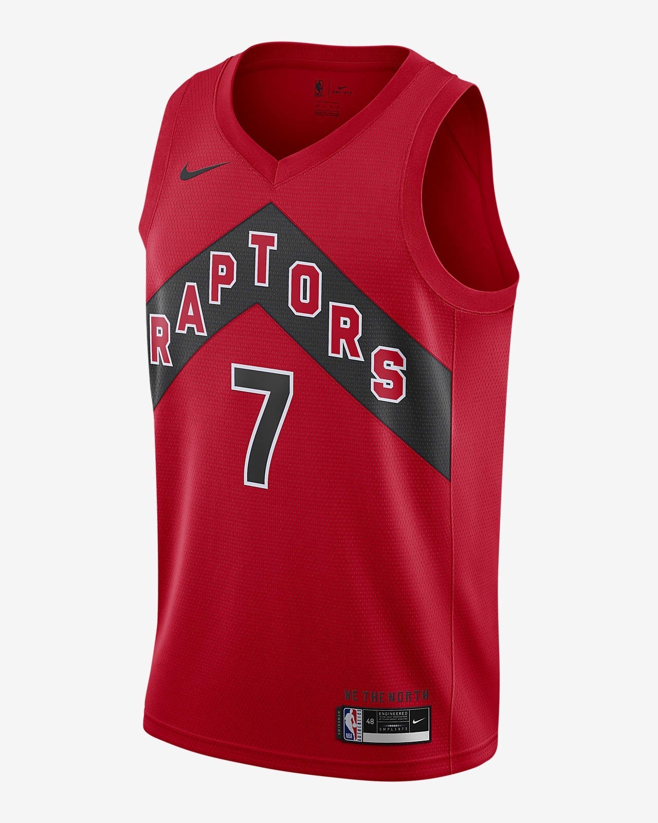 Camiseta Toronto Raptors roja 2020/2021 vista sobre fondo blanco