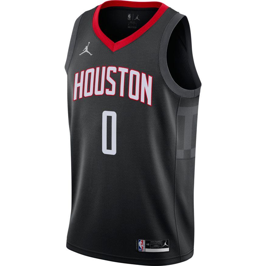 Camiseta Houston Rockets negra jordan 2020/2021 vista sobre fondo blanco