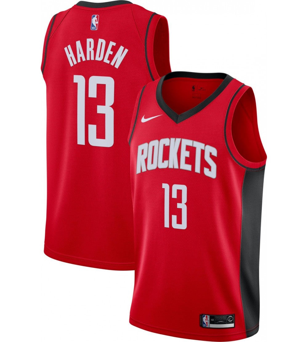 Camiseta Houston Rockets Roja 2020/2021 vista sobre fondo blanco