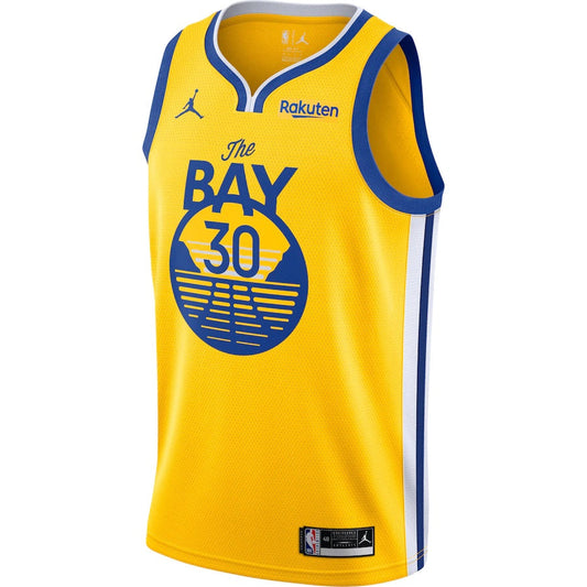 Camiseta Golden state warriors amarilla 2020/2021 vista sobre fondo blanco