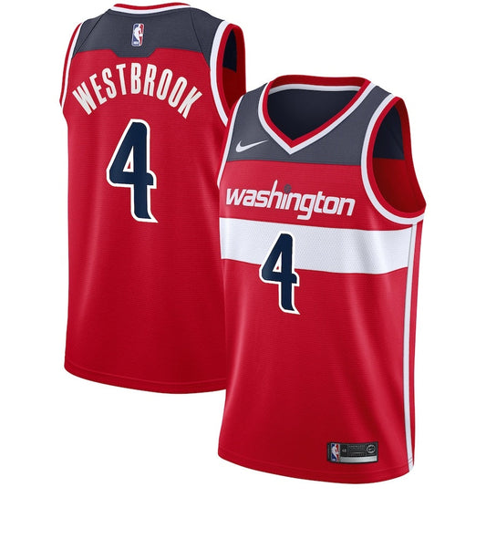 Camiseta Washington Wizards roja 2020/2021 vista sobre fondo blanco